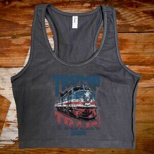 trump train black crop tank top